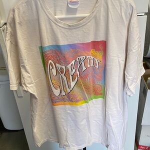 Hanes White Short Sleeve Tee with Multicolor Psychedelic "CREAM" Graphic